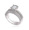 Zircon full diamond ring ring Rose gold plated engagement ring strip or tail ring