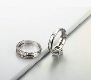 Fashion personality square zircon women's ring ring Platinum plated ring