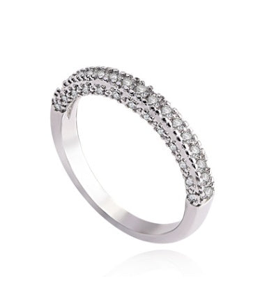Zircon full diamond ring ring Rose gold plated engagement ring strip or tail ring