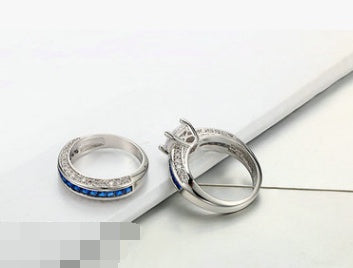 Fashion personality square zircon women's ring ring Platinum plated ring