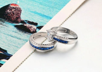 Fashion personality square zircon women's ring ring Platinum plated ring
